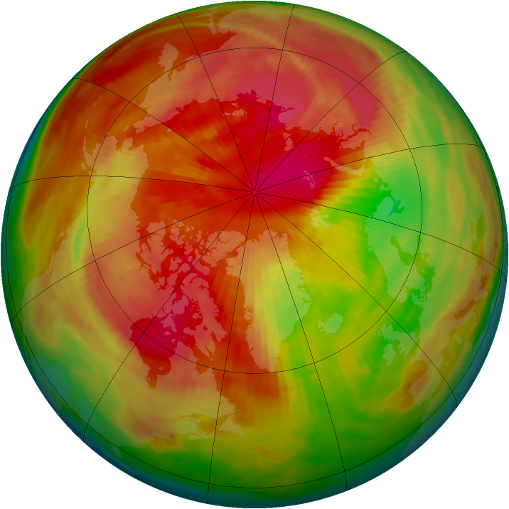 Arctic ozone map for 14 March 1984